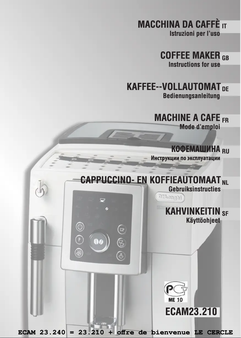 Page n°1 - Manuel utilisateur DeLonghi Intensa ECAM 23.240
