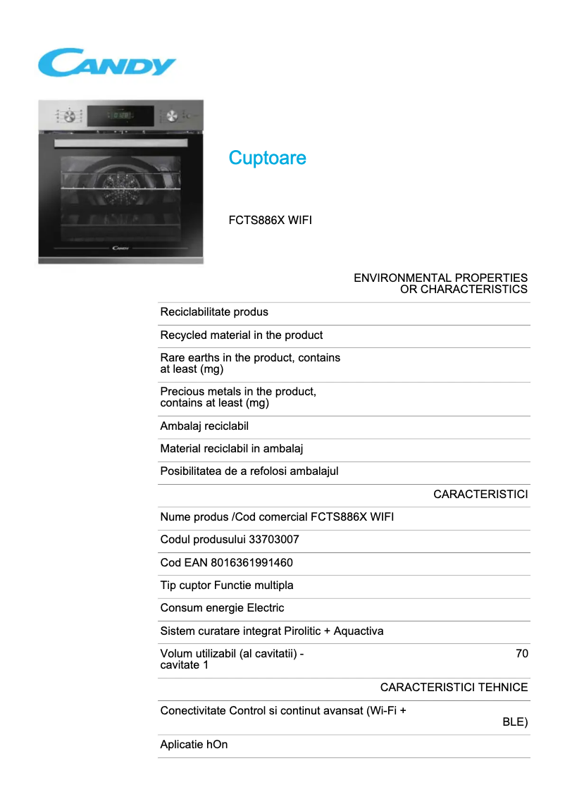 Image de la première page du manuel de l'appareil FCTS886X