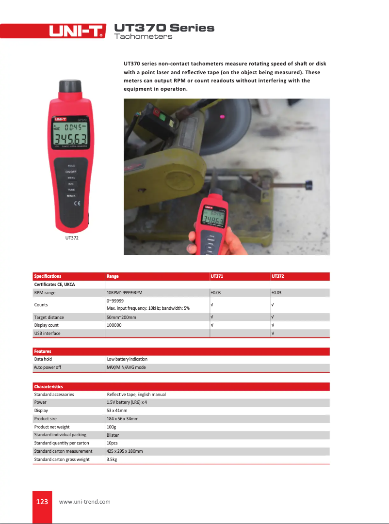 Image de la première page du manuel de l'appareil UT372