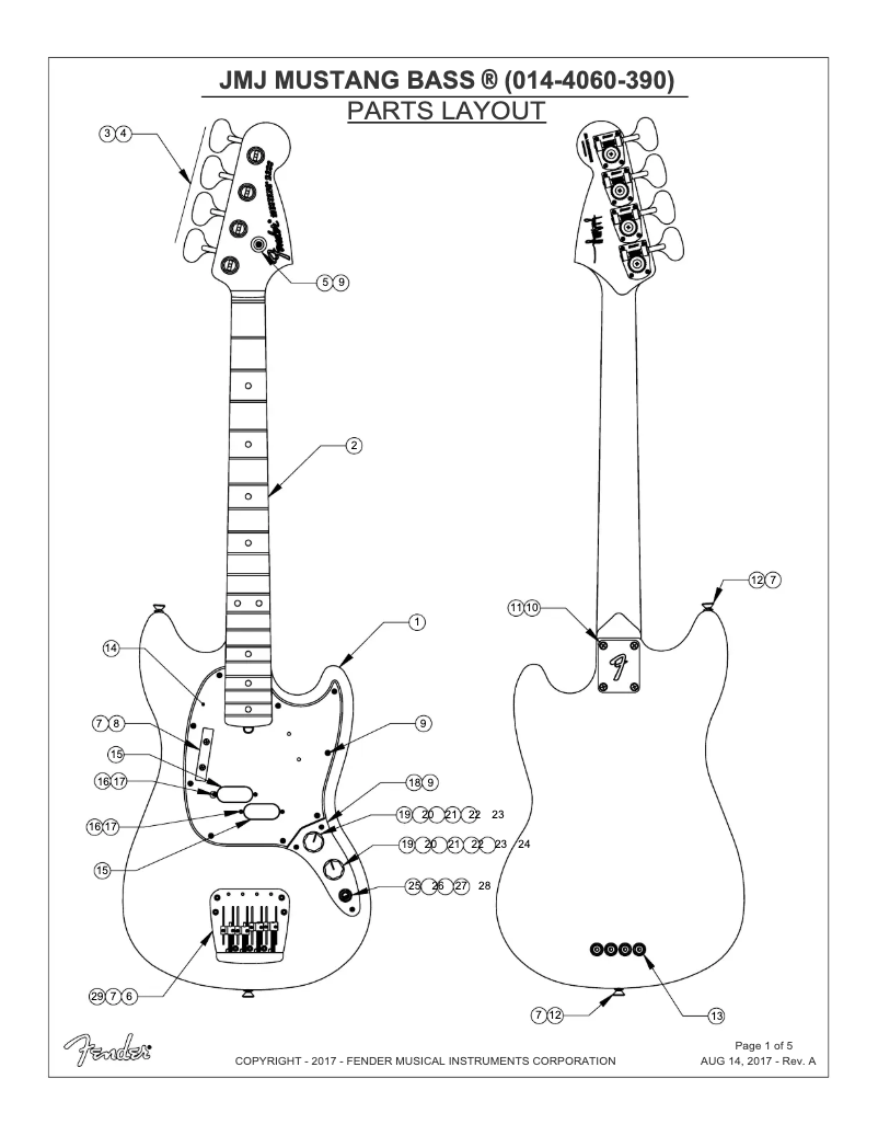 Página 1 del manual Manual de usuario Fender JMJ Road Worn Mustang Bass