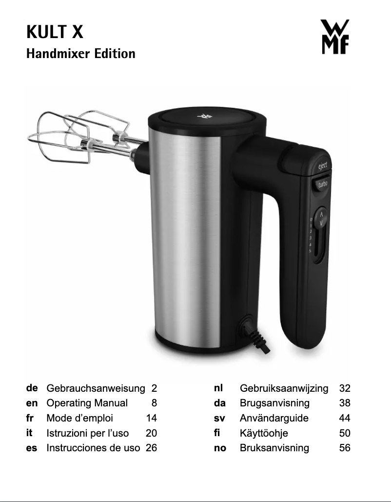 Page 1 de la notice Manuel utilisateur WMF Kult X 04.1656.0011