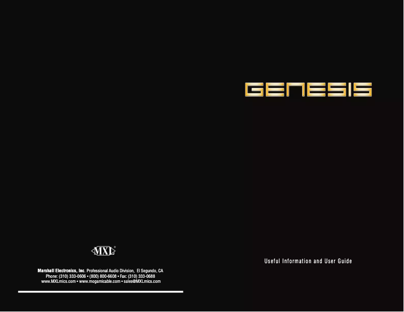 Page 1 de la notice Manuel utilisateur MXL Genesis