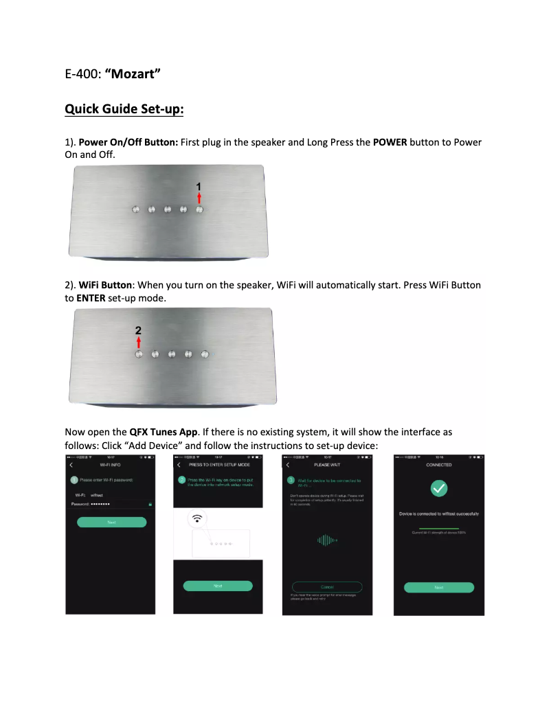 Page n°1 - Manuel utilisateur QFX E 400
