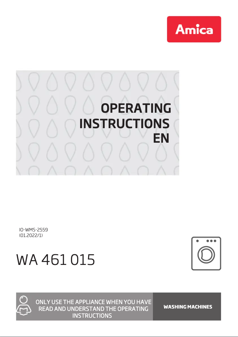 Page 1 de la notice Manuel utilisateur Amica WA 461 015