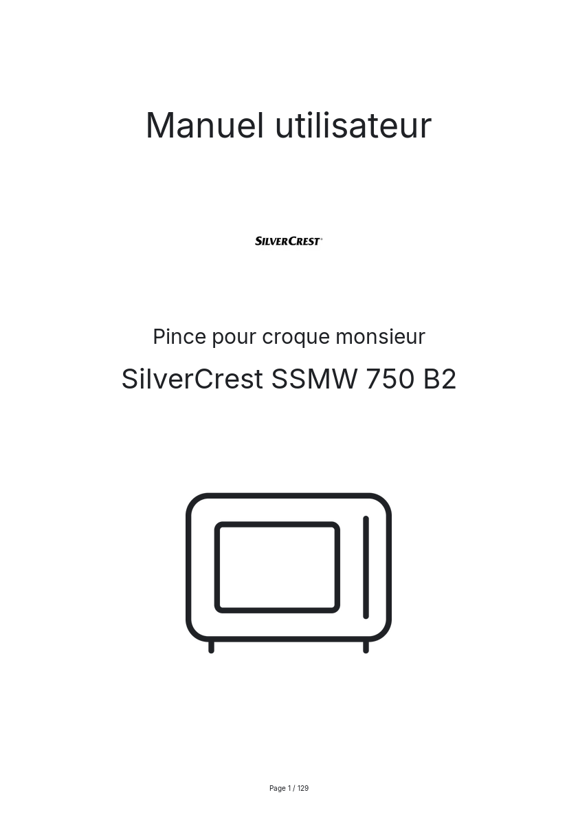 Page 1 de la notice Manuel utilisateur SilverCrest SSMW 750 B2
