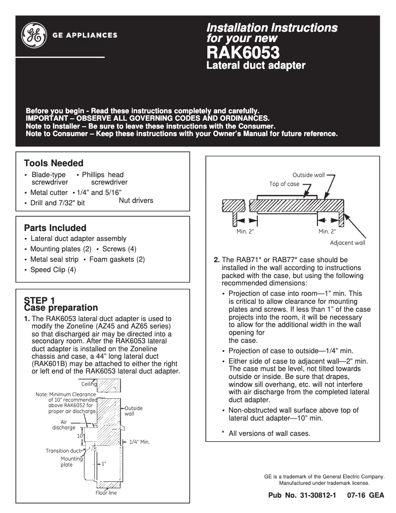 Image de la première page du manuel de l'appareil RAK6053
