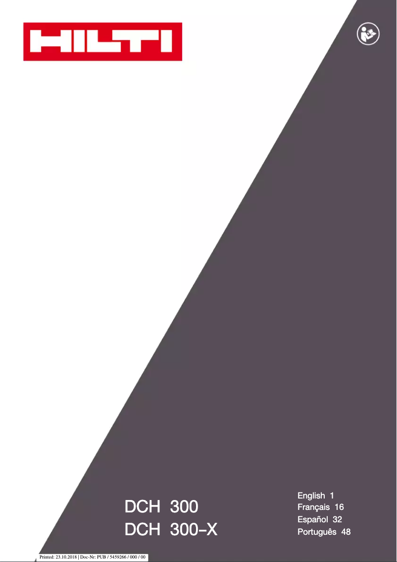 Page 1 de la notice Manuel utilisateur Hilti DCH 300-X