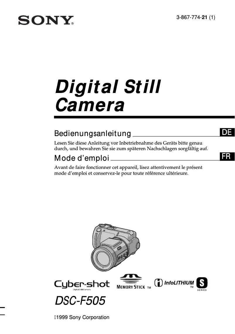Page 1 de la notice Manuel utilisateur Sony Cybershot DSC-F505
