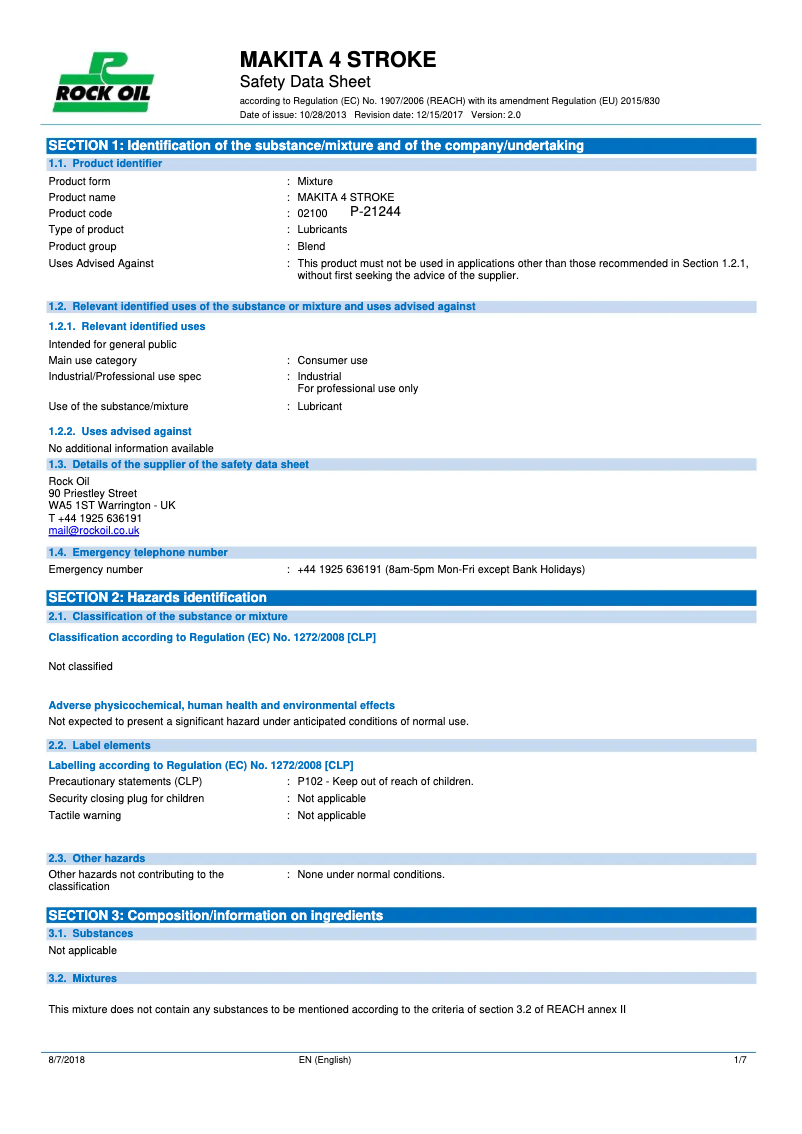 Page n°1 - Mode d'emploi Makita P-21244