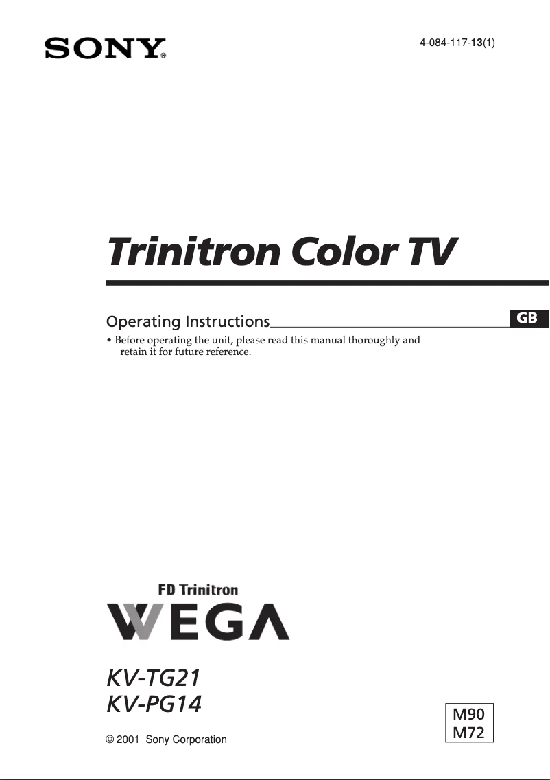 Page 1 de la notice Manuel utilisateur Sony KV-TG21M90