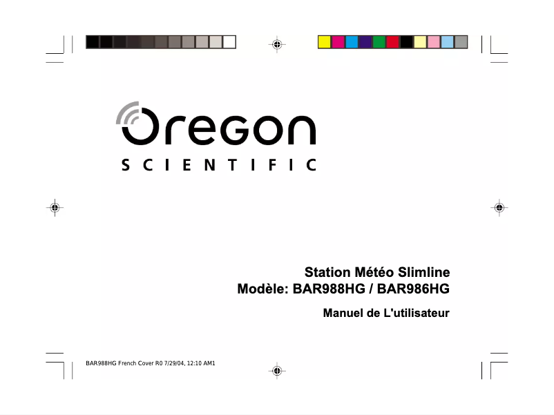 Page n°1 - Manuel utilisateur Oregon Scientific BAR986HG