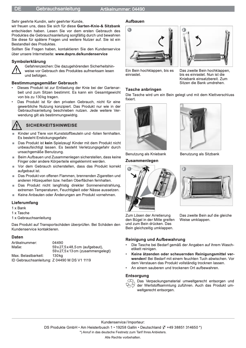 Page 1 de la notice Manuel utilisateur EasyMaxx 04490