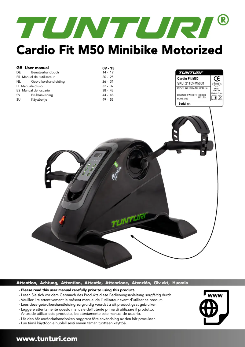 Image de la première page du manuel de l'appareil Cardio Fit M50