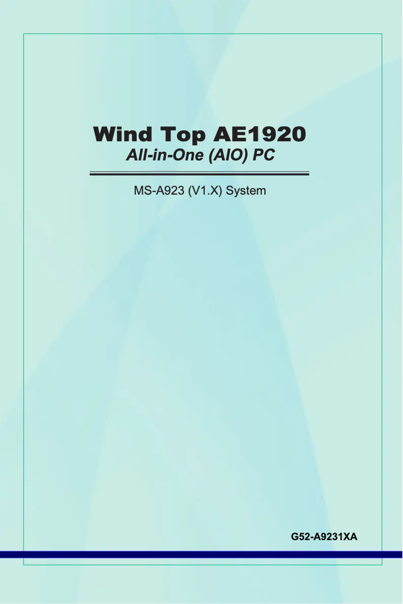 Page n°1 - Manuel utilisateur MSI AE1921-404XEE