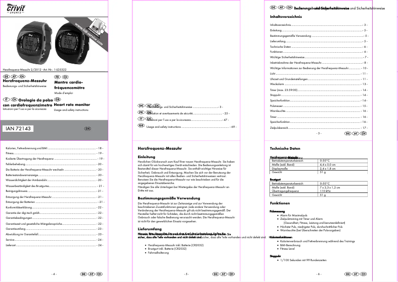 Page n°1 - Manuel utilisateur Crivit IAN 072143