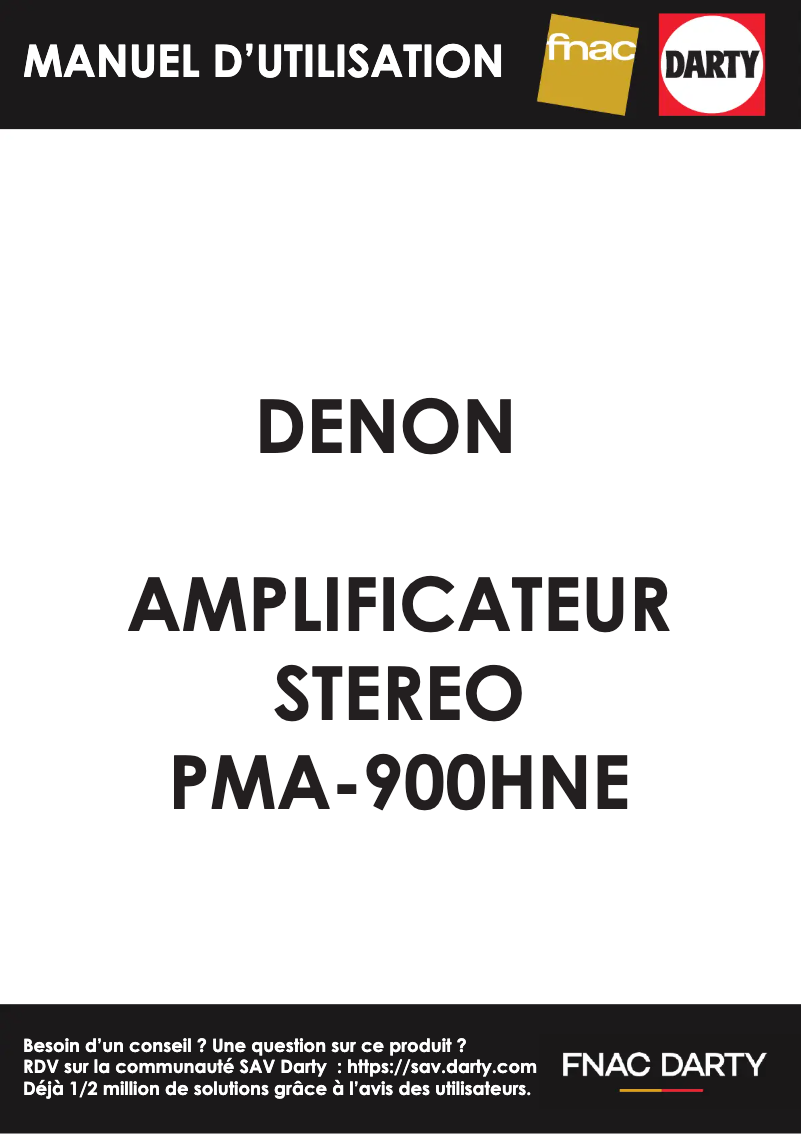 Page 1 de la notice Manuel utilisateur Denon PMA-900HNE