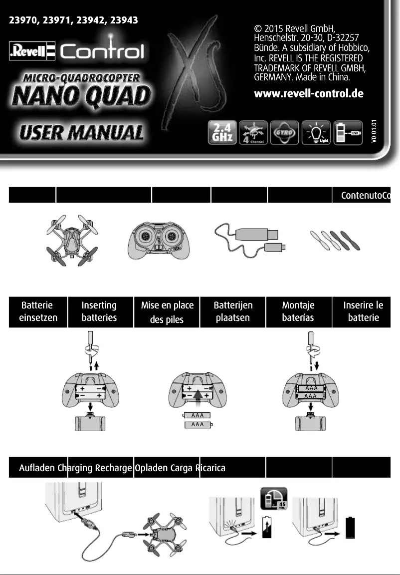 Page 1 de la notice Manuel utilisateur Revell XS Nano Quad