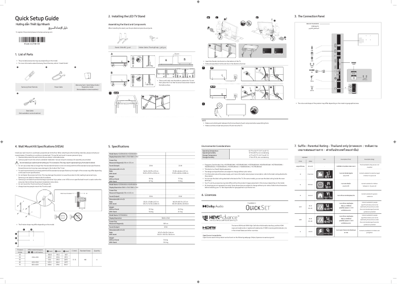 Page 1 de la notice Manuel utilisateur Samsung HG75BU800AU