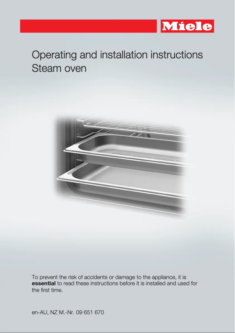 Page n°1 - Manuel utilisateur Miele DG 6401