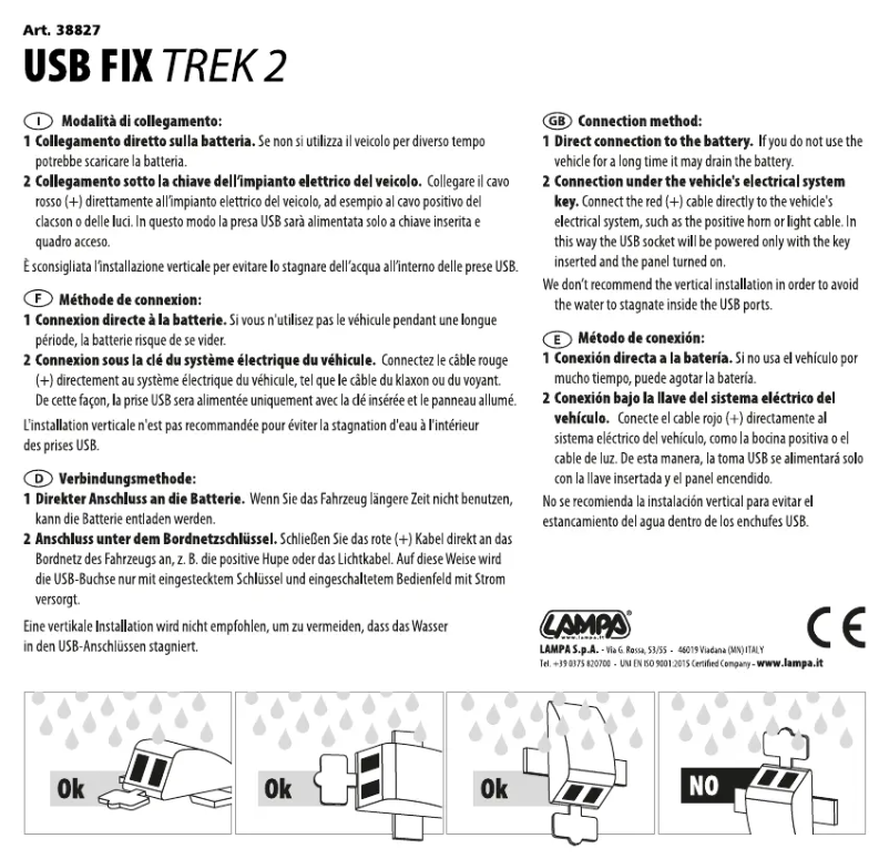 Page 1 de la notice Manuel utilisateur Lampa USB FIX Trek 2