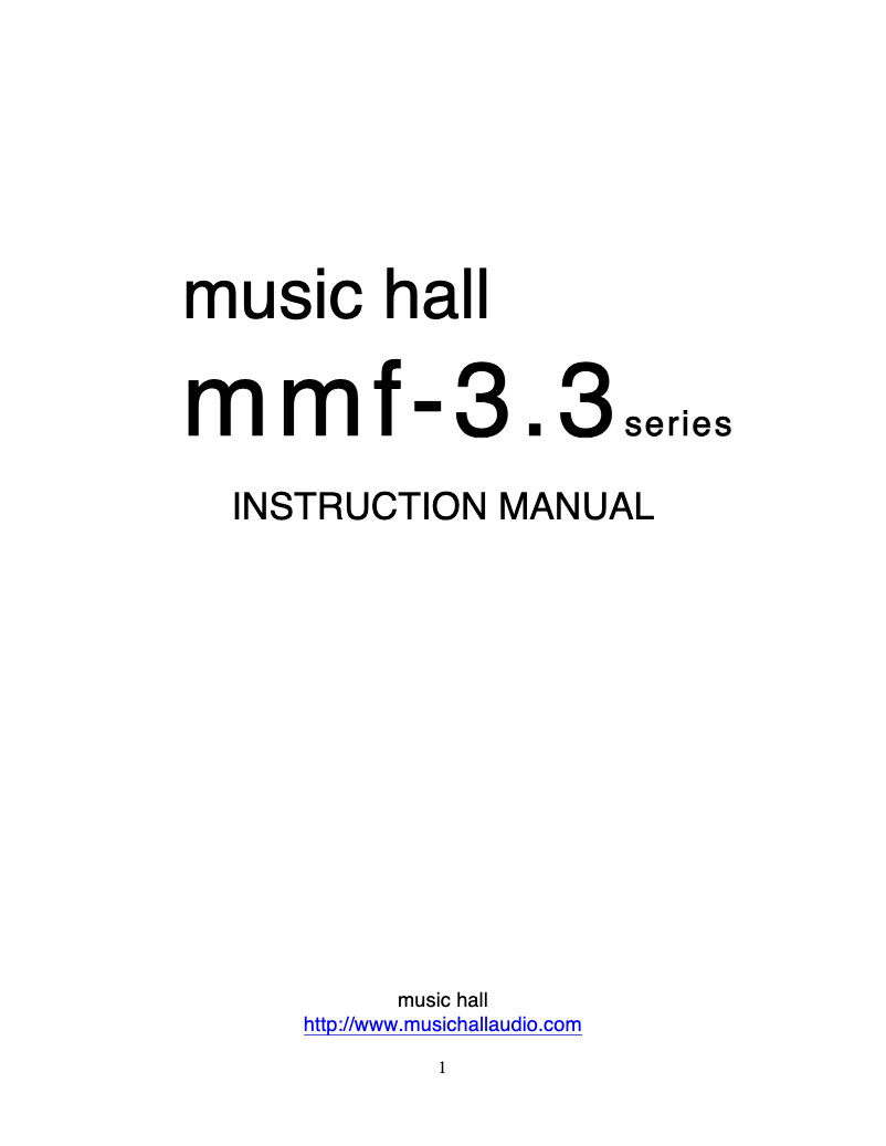 Page n°1 - Manuel utilisateur Music Hall MMF-3.3