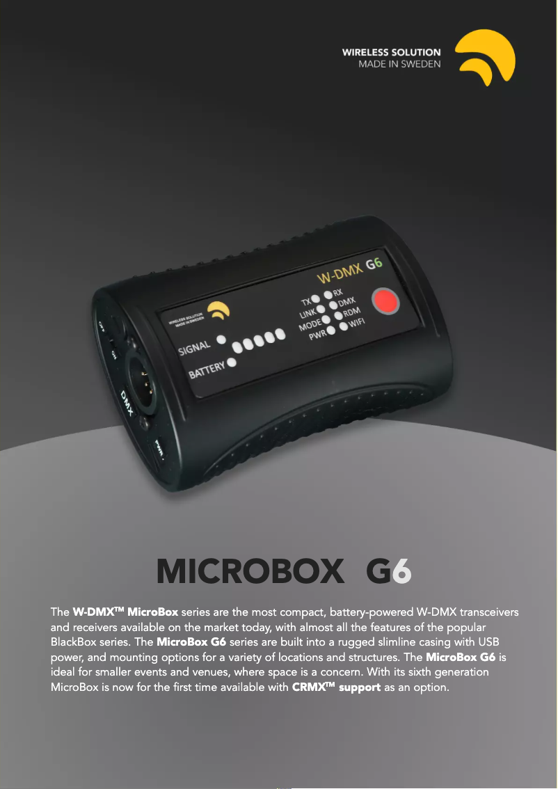 Page 1 de la notice Fiche technique Wireless Solution Micro F-1 G6
