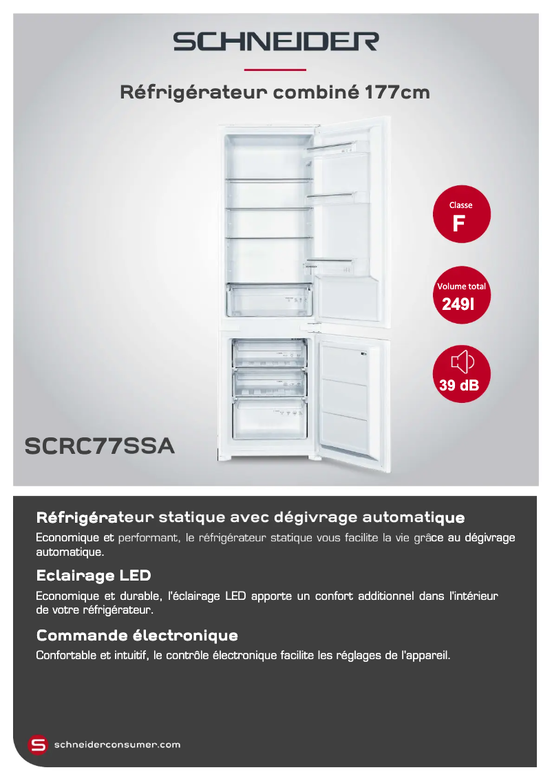 Page 1 de la notice Fiche technique Schneider SCRC77SSA