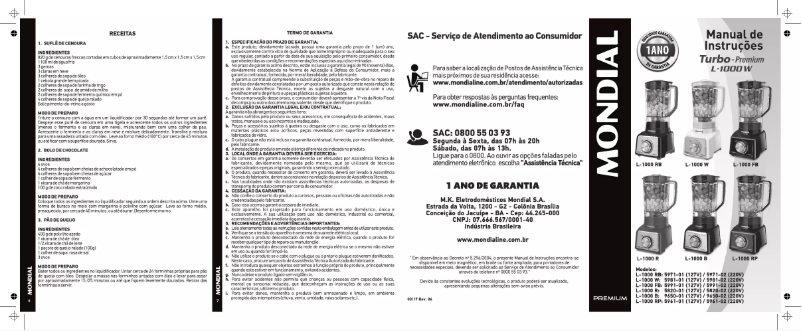 Page 1 de la notice Manuel utilisateur Mondial Turbo Premium L-1000B