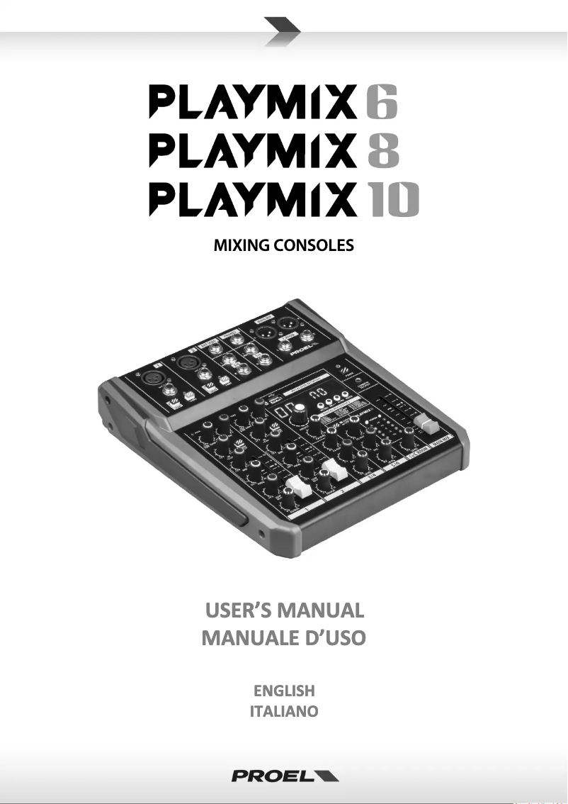 Page 1 de la notice Manuel utilisateur Proel Playmix 8