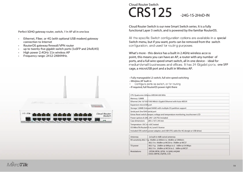 First page image of the manual for CRS125-24G-1S-2HnD-IN