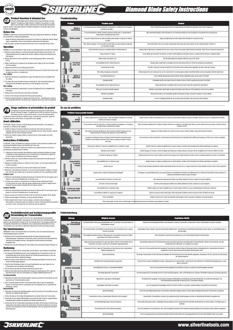 Page n°1 - Manuel utilisateur Silverline 868730