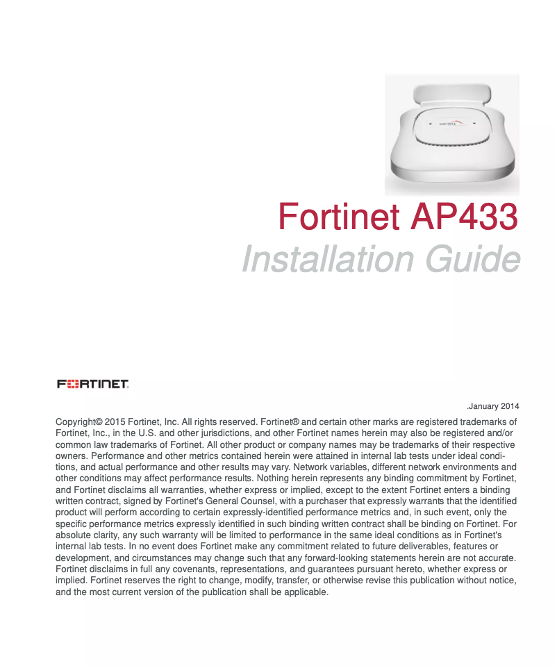 Page n°1 - Manuel utilisateur Fortinet AP433i