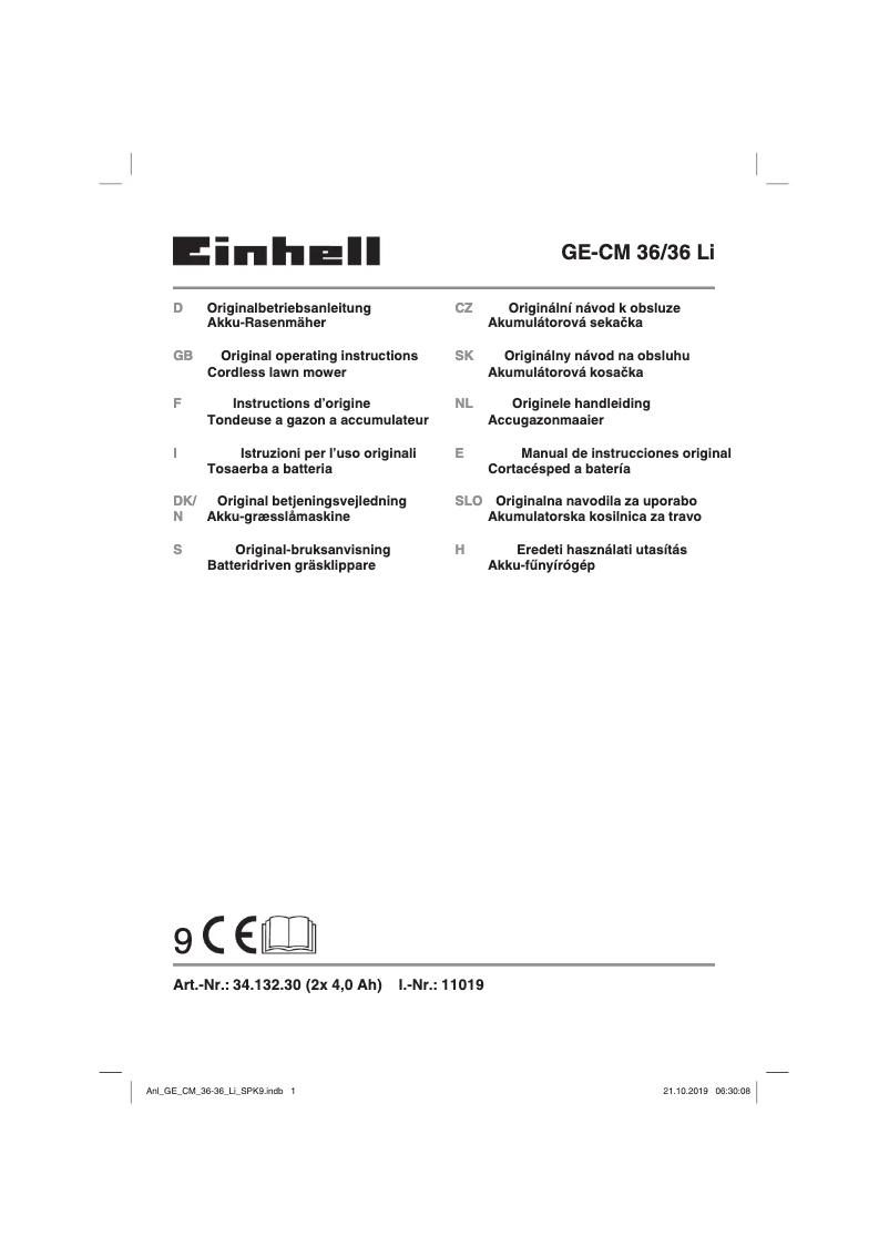 Image de la première page du manuel de l'appareil GE-CM 36/36 Li