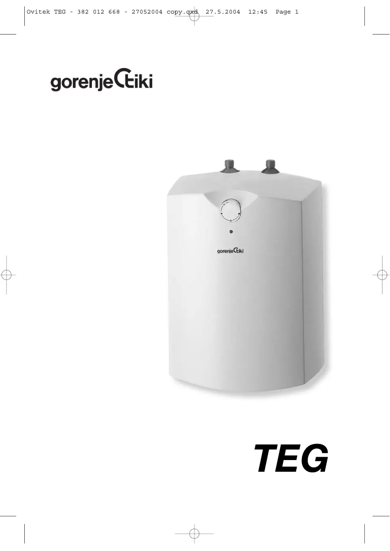 Page n°1 - Manuel utilisateur Gorenje TEG1020UC6