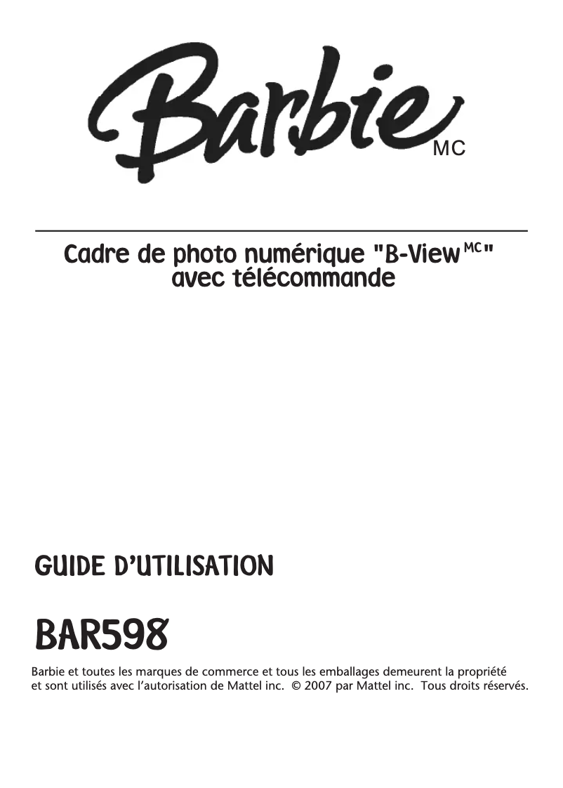 Page n°1 - Manuel utilisateur Emerson BAR598