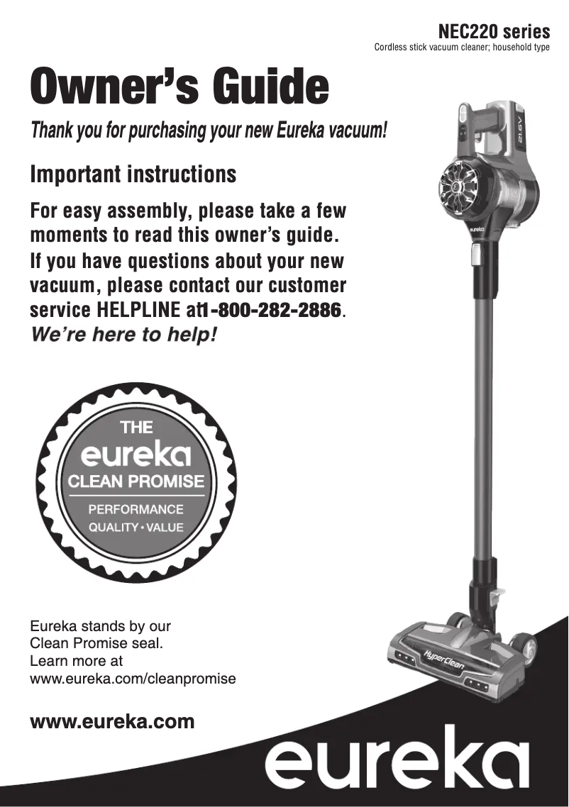 Página 1 del manual Manual de usuario Eureka HyperClean NEC222