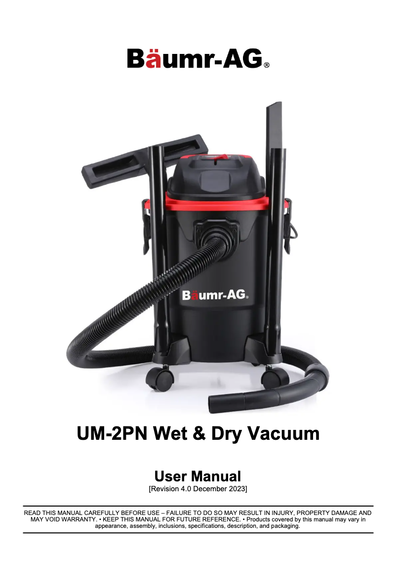 Page 1 de la notice Manuel utilisateur Baumr-AG UM-2PN