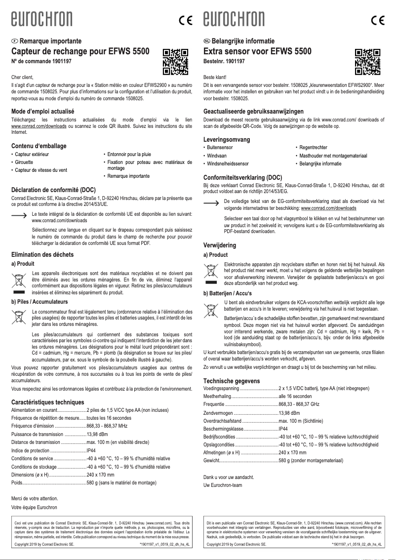 Page n°1 - Manuel utilisateur Eurochron EFWS 5500