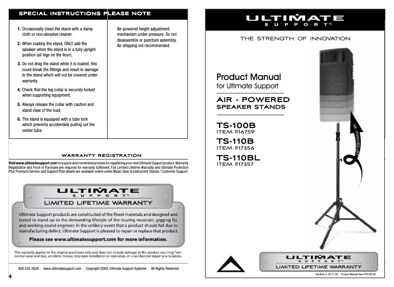 Page 1 de la notice Manuel utilisateur Ultimate TS -110B