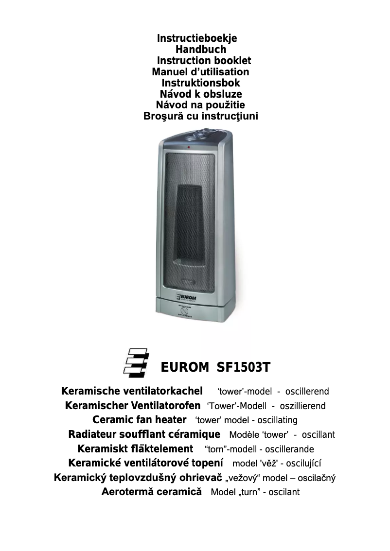 Página 1 del manual Manual de usuario Eurom SF1503T