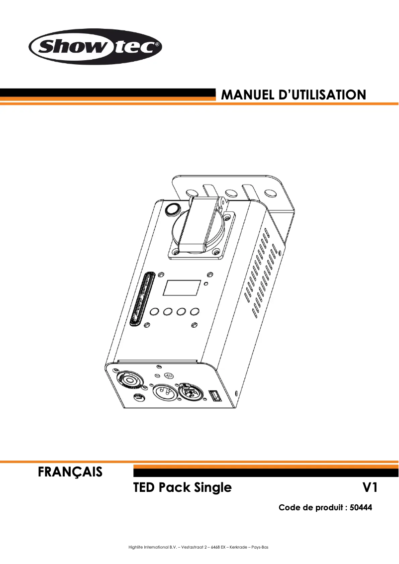 Page 1 de la notice Manuel utilisateur Showtec TED Pack Single