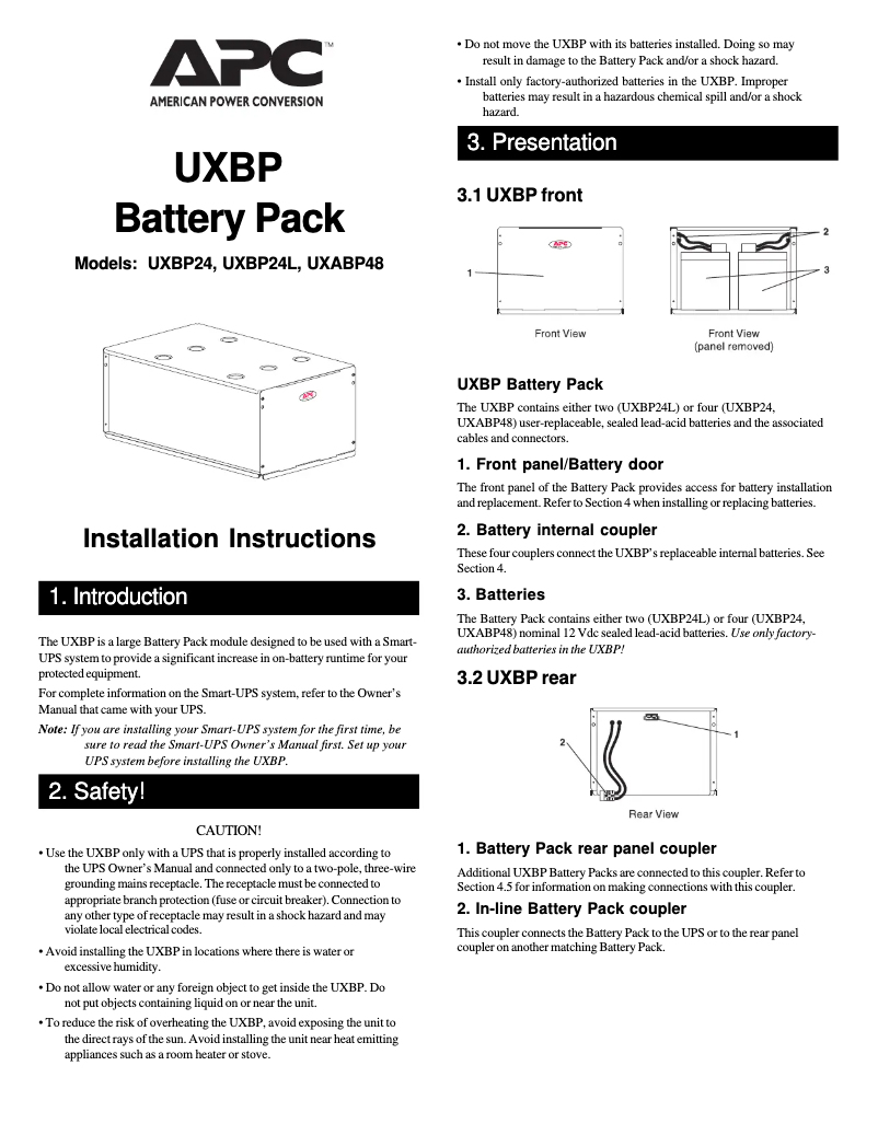 Página 1 del manual Manual de usuario APC UXABP48