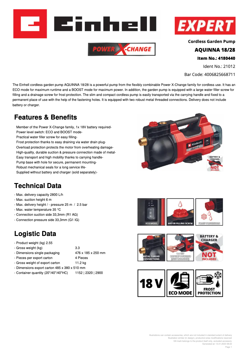 Image de la première page du manuel de l'appareil AQUINNA 18/28