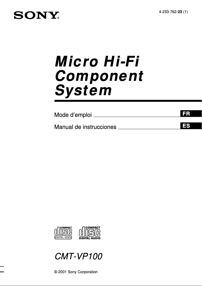 Page n°1 - Manuel utilisateur Sony CMT-VP100