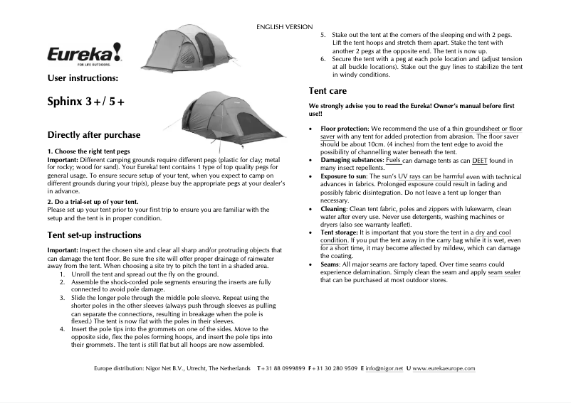 Page n°1 - Manuel utilisateur Eureka Sphinx 3+