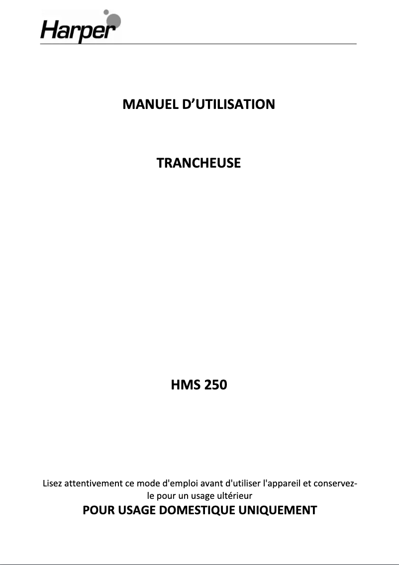 Página 1 del manual Manual de usuario Harper HMS250