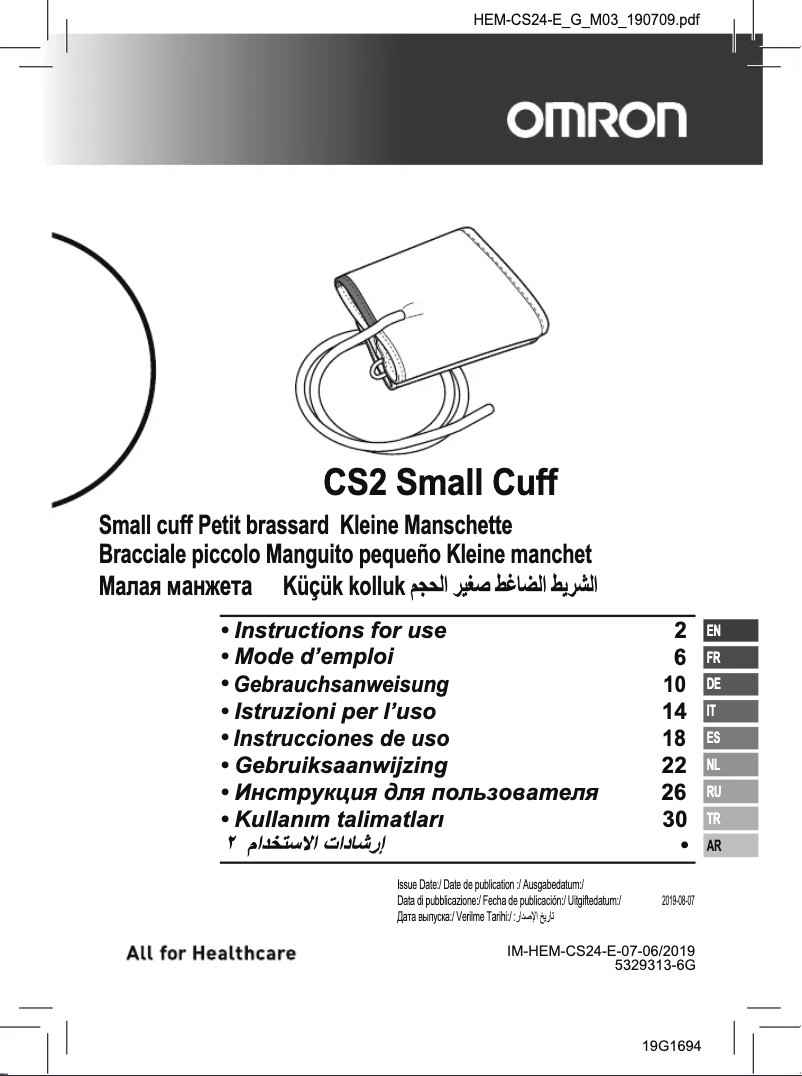 Page 1 de la notice Manuel utilisateur Omron CS2