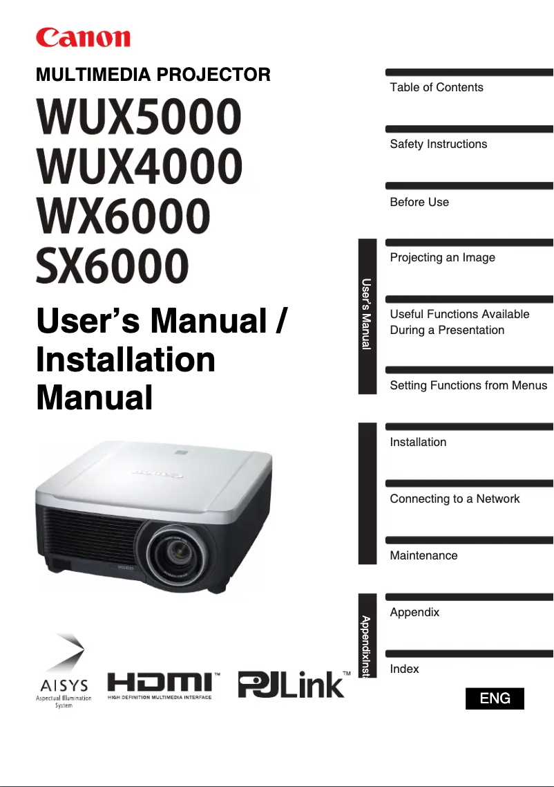 Page n°1 - Manuel utilisateur Canon XEED WUX5000
