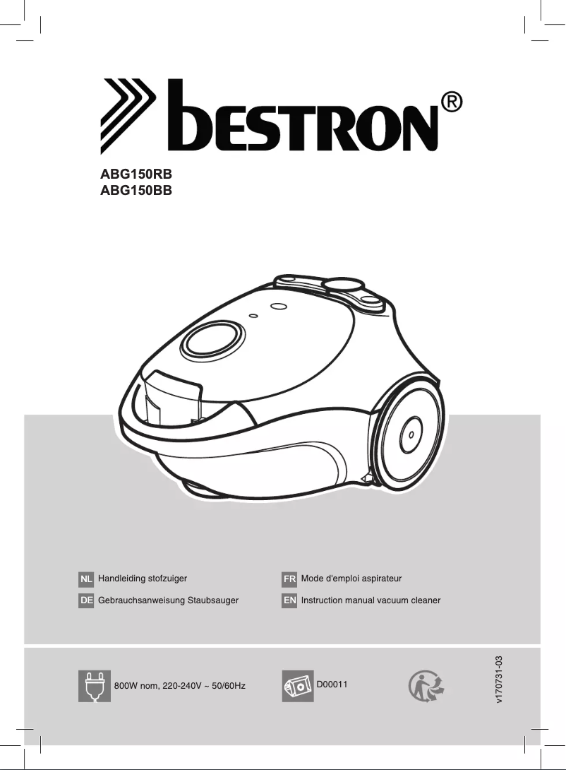 Page 1 de la notice Manuel utilisateur Bestron Compacto Plus ABG150RB