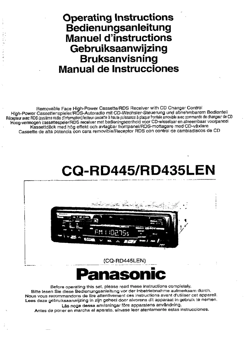 Page 1 de la notice Manuel utilisateur Panasonic CQ-RD435LEN